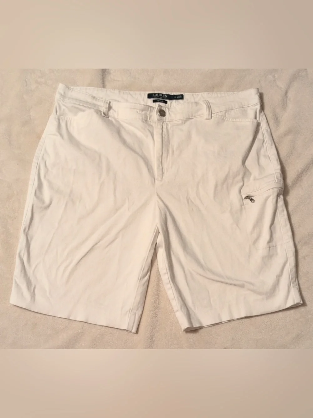 ❤️ Lauren Ralph Lauren 14 Womens White Cargo Shorts Casual (B5)